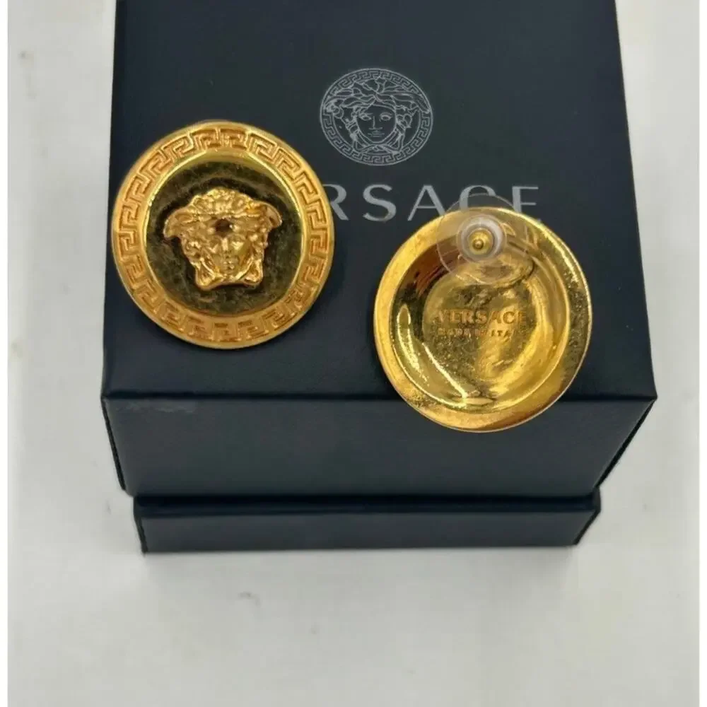 Women's Versace Medusa tribute gold pierced earrings made in Italy
